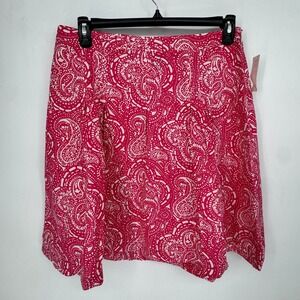Gap Womens Pink White Paisley Cotton A-Line Mini Skirt Side Zip Size 12 NEW
